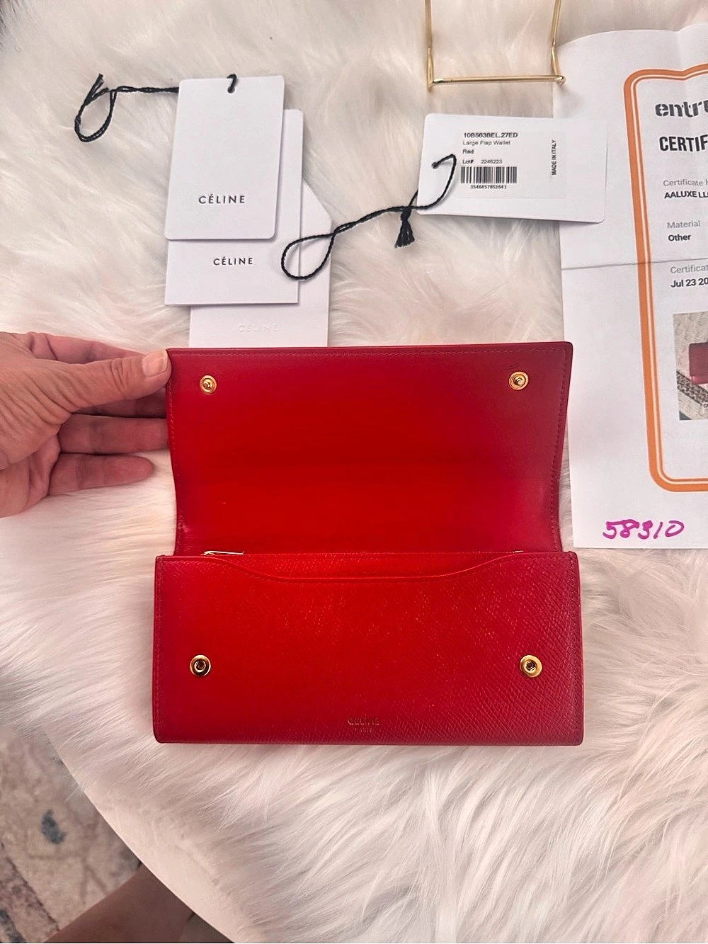 Celine Large Flap Wallet in Red - Picture 5 of 16